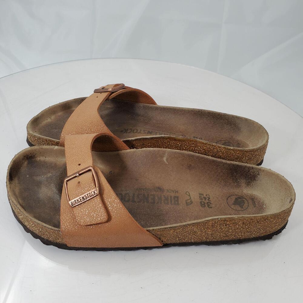 Birkenstock Madrid Sandals Women 7/38 Wide Beige Vegan Slide Shoes